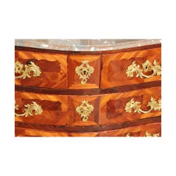 Louis XV chest of drawers in rosewood mounted on oak, bronzes