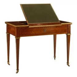 小路易十六办公桌，带护套腿，木质镶嵌……