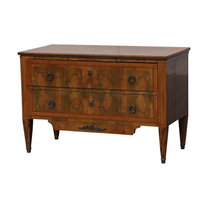 Commode Louis XVI à 2 tiroirs, en bois plaqué noyer avec … - Moinat - Commodes, Chiffonniers, Semainiers