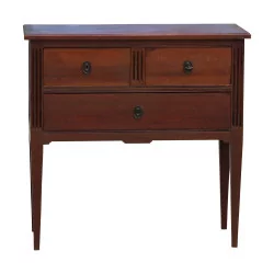 Louis XVI style chest of drawers in mahogany wood with 3 drawers and 1