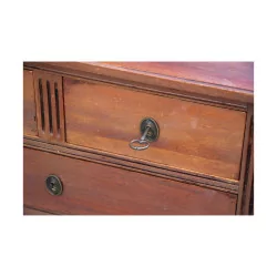 Louis XVI style chest of drawers in mahogany wood with 3 drawers and 1