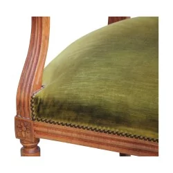 路易十六风格的天鹅绒办公扶手椅