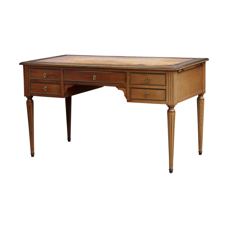 Schreibtisch im Louis XVI-Stil aus Holz mit Schreibtisch aus Leder - Moinat - Schreibtische Schreibtisch im Louis XVI-Stil aus Holz mit Schreibtisch aus Leder - Moinat - Schreibtische
