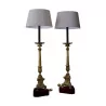 Pair of gilded bronze floor lamps, electrified in our … - Moinat - Standing lamps