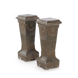 Pair of Louis XVI style sheaths (columns) in stucco with …