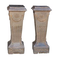 Pair of Louis XVI style sheaths (columns) in stucco with …
