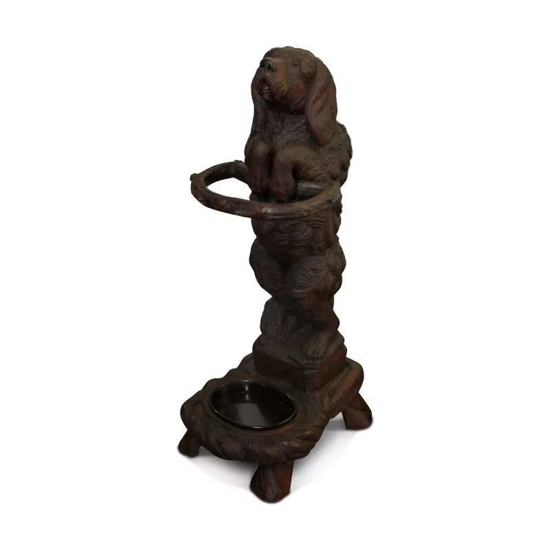 Brienz “standing dog” umbrella stand in carved wood with … - Moinat - VE2022/3
