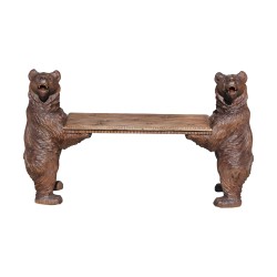 Banquette (Banc) Ours de Brienz en bois de tilleul, sculpté et …