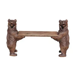 条长凳（长凳）布里恩茨熊在椴木中，雕刻和......