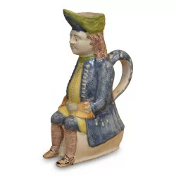 pitcher called \"jacquot\" with polychrome decoration in the shape of a seated man...