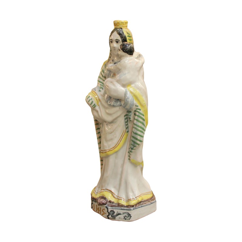 Vierge à l'enfant debout, vêtue d'une robe blanche et un voile … - Moinat - Porcelaine Vierge à l'enfant debout, vêtue d'une robe blanche et un voile … - Moinat - Porcelaine