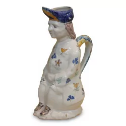 pitcher called \"jacquot\" with polychrome decoration in the shape of a seated man...