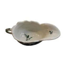 Sauce boat in white Marseille earthenware with flower decoration …