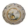 Plat ou compotier rond en faïence, décor polychrome de femme … - Moinat - Porcelaine