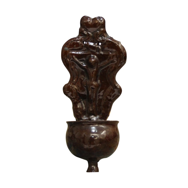 Bénitier de chevet en faïence surmonté d'une coquille décoré … - Moinat - Porcelaine Bénitier de chevet en faïence surmonté d'une coquille décoré … - Moinat - Porcelaine