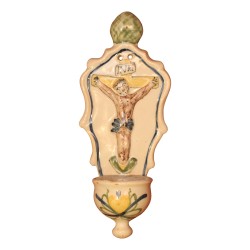 earthenware bedside stoup surmounted by a shell decorated …