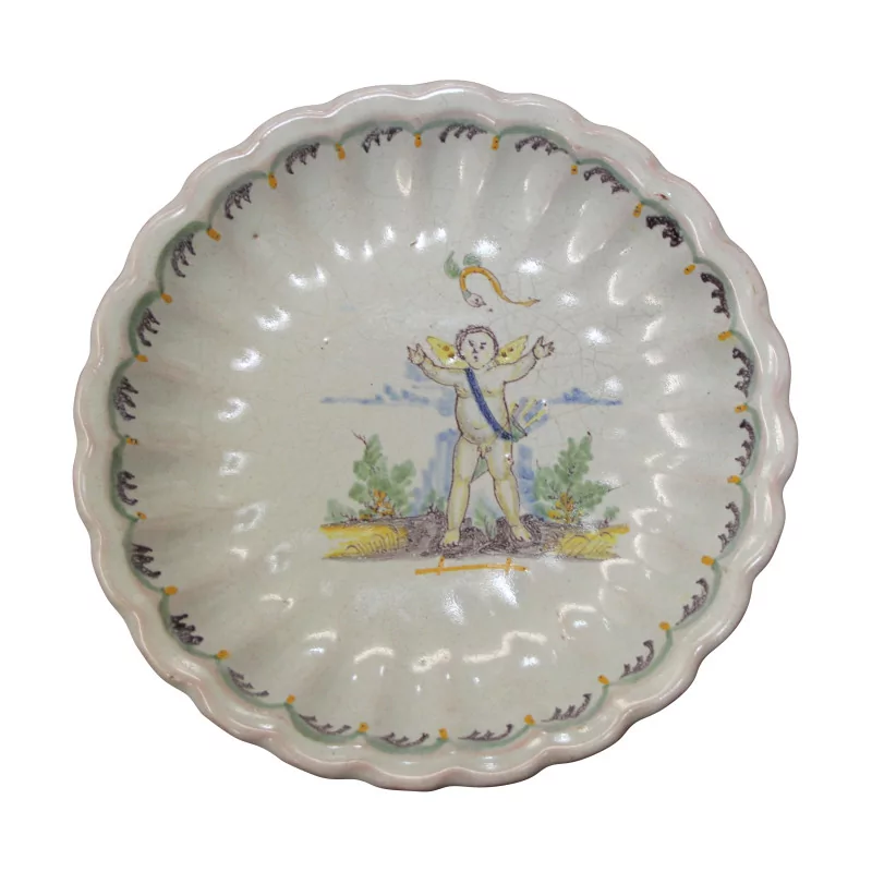 Earthenware plate with contoured edge with polychrome decoration of a … - Moinat - Chinaware, Porcelain