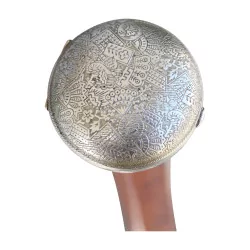 Cane with silver metal knob and clock system or …