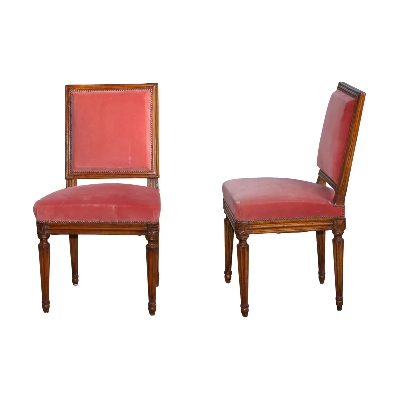 Paire de chaises de style recouvert de velours coloris rose en … - Moinat - Chaises