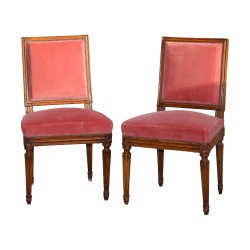 Pair of style chairs covered in pink velvet in …