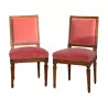 Pair of style chairs covered in pink velvet in … - Moinat - Chairs