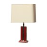 Lampe en laiton doré et laqué rouge modèle J.J. Saxer avec … - Moinat - Lampes de table