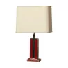 Lamp in gilt brass and red lacquer model J.J. Saxer with … - Moinat - Table lamps