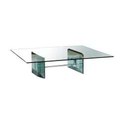 Large glass coffee table, Roche Bobois model,