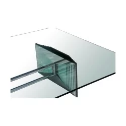 Large glass coffee table, Roche Bobois model,
