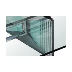Large glass coffee table, Roche Bobois model,