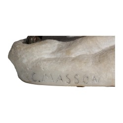 Bronze Fox & Rabbit 在 Clovis-Edmond MASSON 底座上签名……