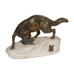Bronze Fox & Rabbit 在 Clovis-Edmond MASSON 底座上签名……