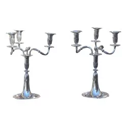 Paire de chandeliers en argent (2.110 kg) Papus et Dautun,