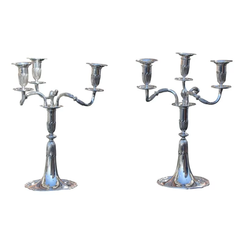 Paire de chandeliers en argent (2.110 kg) Papus et Dautun, - Moinat - Argenterie
