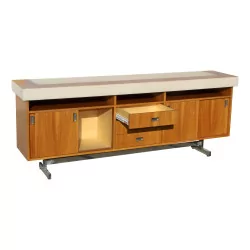 Vintage office sideboard with alcantara leather top …