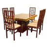 Vintage-Esszimmerset aus rot lackiertem Holz und - Moinat - Esstische
