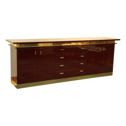 Vintage-Esszimmerset aus rot lackiertem Holz und