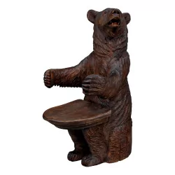Bear armchair Brienz seat in linden wood, carved and