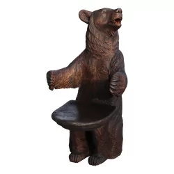 Bear armchair Brienz seat in linden wood, carved and