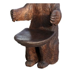 Bear armchair Brienz seat in linden wood, carved and