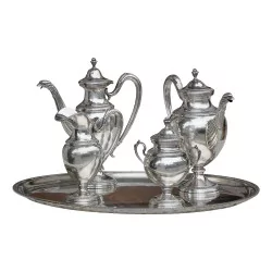 800 silver tea service including: 1 tray (1,100kg), …