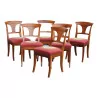 Set mit 6 Directoire-Stühlen mit Palmette, in Nussbaum … - Moinat - VE2022/1