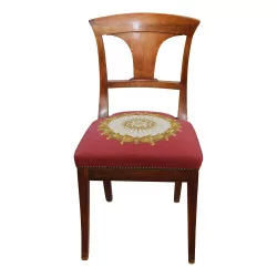 Set of 6 Directoire chairs with palmette, in walnut …