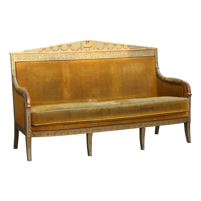 3-seater Empire sofa in gilded and carved painted wood, in the - Moinat - Sofas