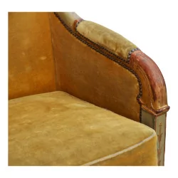 3-Sitzer-Empire-Sofa aus vergoldetem und geschnitztem bemaltem Holz, im