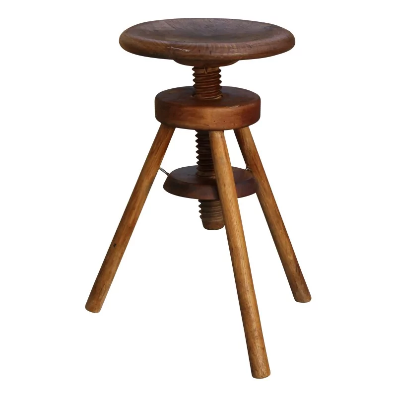 Watchmaker's stool, rotating in walnut wood. Switzerland, 20th … - Moinat - Stools, Benches, Pouffes