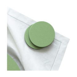 Set of 8 coasters (D10 cm) in green canvas in …