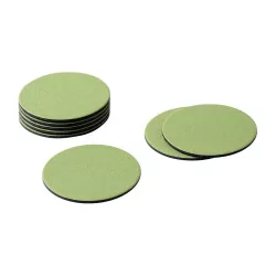 Set of 8 coasters (D10 cm) in green canvas in …