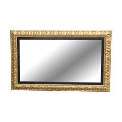 Grand miroir rectangulaire finition à la feuille d'or, poli à …