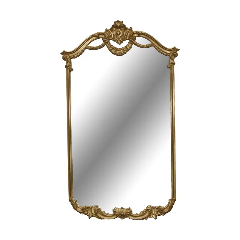 Großer Holzspiegel mit Blattgold-Finish, poliert mit … - Moinat - Spiegel